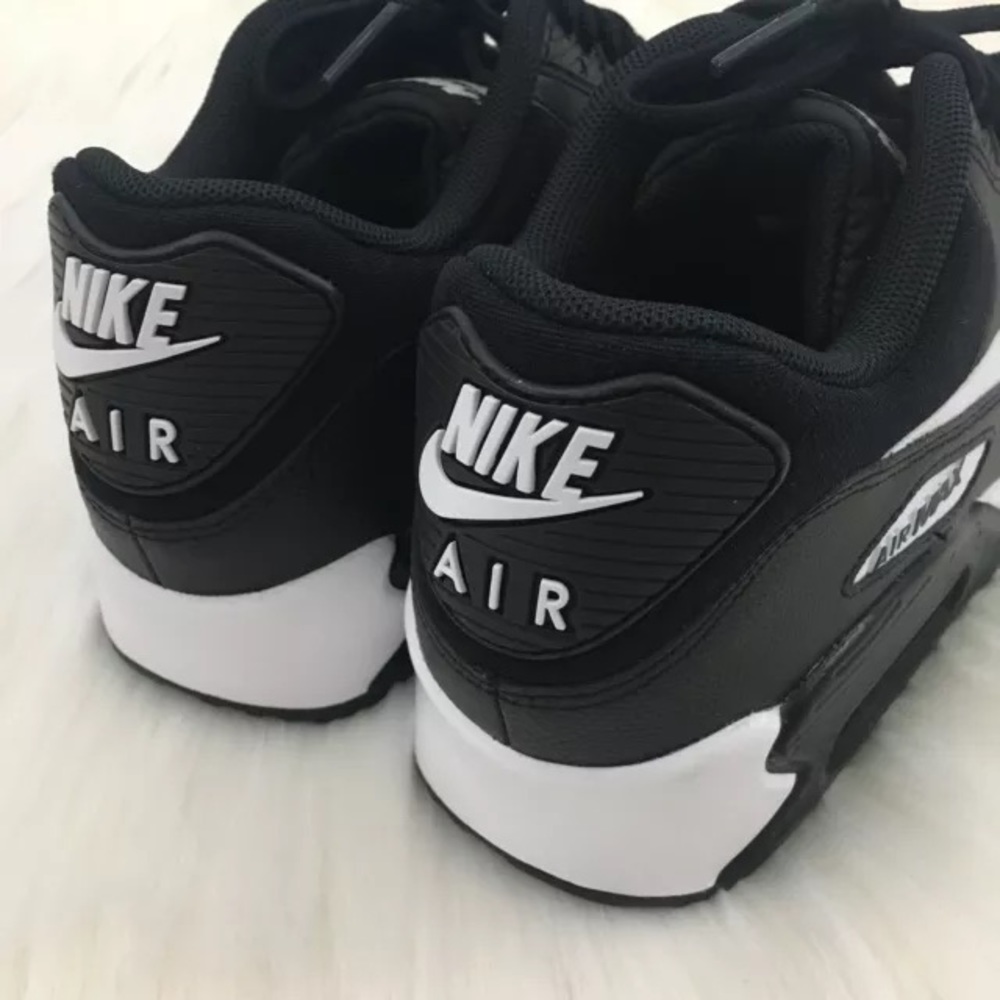 Women's Nike Air Max 90 Black + White Sneakers - Picture 5 of 8